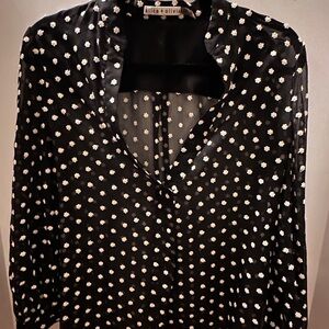Alice + Olivia Black blouse with White Floral Accents